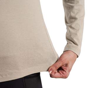 Camiseta de Manga Larga Personalizada para Mujer, Cuello Redondo, Corte Holgado, Informal, para Gimnasio, Transpirable, de Algodón Suave, para Fitness, Yoga, Lisa, Beige - Product Image 3