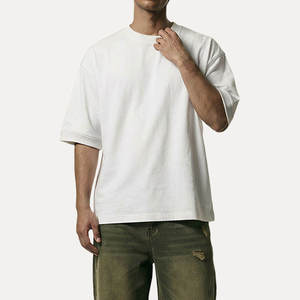เสื้อยืดผู้ชายฤดูร้อนขายส่ง รับทำโลโก้ด้านหน้า สไตล์วินเทจ ผ้าเจอร์ซีย์แบบเรียบ ทรงครอป โอเวอร์ไซส์ สวมใส่สบาย ผ้าฝ้าย 100% ไซส์พลัส - Product Image 1