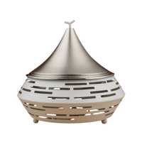 Casserole en bois artisanale avec couvercle en chrome et bordure dorée en laurier, pot isotherme de qualité supérieure pour un service traditionnel