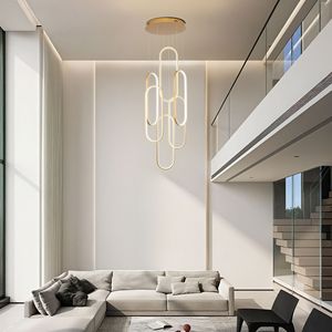 Lampadario a Sospensione LED Moderno con Anello, 3 Colori Dimmerabili, 78 Pollici, Oro, per Soffitti Alti, Illuminazione Contemporanea - Product Image 4