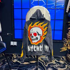 Streetwear 500gsm Men's French Terry Fleece Hoodies All Over Metal <b>Stones</b> Boxy Cropped Full Face Half Zip up Hoodie for Men - Product Image 5