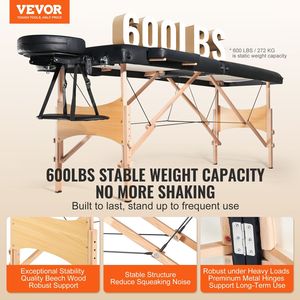 Table de massage portable 24 pouces, pliable en 2, légère, réglable en hauteur sur 8 niveaux, pour salon, spa, tatouage, usage domestique ou professionnel - Product Image 2