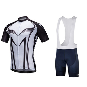 Ensemble de cyclisme pour hommes, maillot rouge et noir à manches courtes avec short à bretelles blanc, séchage rapide, en spandex et polyester imprimé - Product Image 3