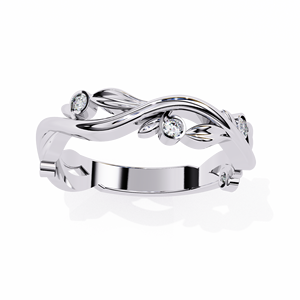 Bague romantique en or blanc avec diamant rond taille brillant, bijou de fiançailles pour femme, pierre naturelle couleur G - Product Image 2