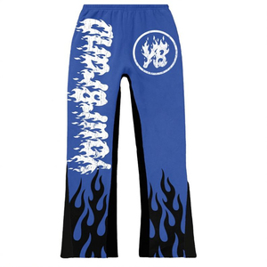 High Quality Winter Hip Hop Thermal Casual Printed Rhinestones Zip Hoodie Distress <b>Pants</b> Tracksuit Custom Two Piece Streetwear - Product Image 3