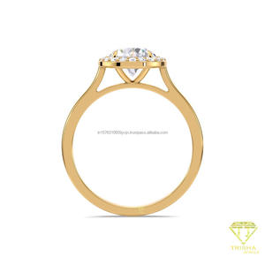 Bague de fiançailles solitaire en or jaune avec halo caché, diamant de laboratoire rond, cadeau de mariage ou d'anniversaire - Product Image 5