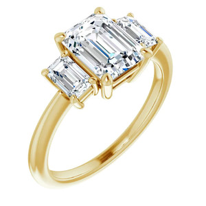 แหวนแต่งงานแบบสามเม็ดเพชรทรงเหลี่ยมมรกต ทองคำแท้ 18k/22k  ได้รับการรับรองจาก IGI ดีไซน์หรูหราและทันสมัย - Product Image 4