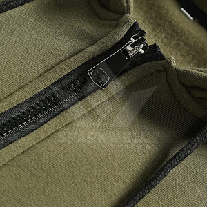 Sweat-shirt à capuche zippé pour homme, coupe classique, décontracté, hiver, 100% coton molletonné respirant, manches longues, avec poches, design color block - Product Image 6