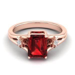 Anillos Solitarios de Moissanita en Oro Rosa de 10K, 14K y 18K, Corte Esmeralda de 2.5 Ct, con Granate, Joyería de Moda, Regalos, Precio de Fábrica REYES - Product Image 1