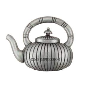 กาน้ำชาและกาต้มน้ำทองเหลืองตกแต่งสีเงินคุณภาพดีมาตรฐานมีเอกลักษณ์ทันสมัย - Product Image 1