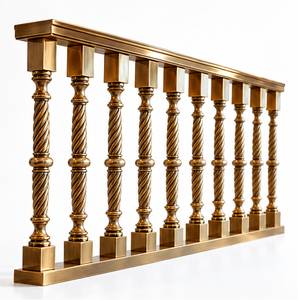 Barandal de Escalera Clásico de Metal Trenzado en Bronce con Postes Cuadrados para Villas, Hoteles e Interiores Elegantes - Product Image 2