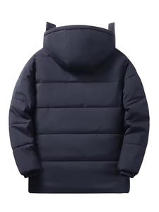 Wholesale Custom <b>Men's</b> Vintage Puffer Jacket New Design Fashion Quilted Bomber <b>Hood</b> White Waterproof Bubble <b>Coat</b> <b>Fur</b> Front - Product Image 2