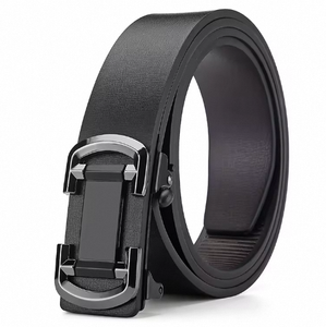 Black Leather <b>Belt</b> With Rectangular Plastic Buckle Casual Style Durable One Piece Molding Design - Product Image 4