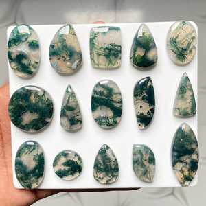 Wholesale Green Natural Moss Agate Oval Cut Mixed Shapes Matched Pair Cabochon Loose Gemstone Color Play Third Jewellery Making - Product Image 4