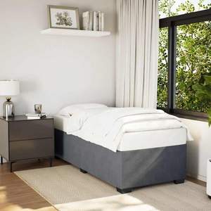 Cadre de lit en contreplaqué velours gris foncé, bois d'ingénierie, lit double XL haut de gamme rembourré - Product Image 1