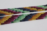 Collier de perles rondes facettées multicolores naturelles de 3 mm, 20 pouces, 7 brins, collier en pierres de saphir multicolores à prix de gros