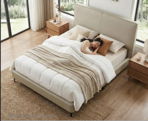 High Quality Adult Solid Wood <b>Bed</b> <b>Frame</b> with Upholstered Headboard for Bedroom - Product Image 3