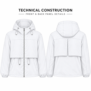 Veste coupe-vent légère pour femme, style court à capuche avec panneau arrière en maille respirante dissimulée - Product Image 3