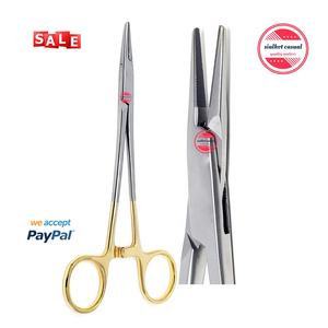 Castroviejo-Soporte de aguja TC, 14cm, SUTURA QUIRÚRGICA curvada, Forceps oftálmicos, medio Acero inoxidable dorado - Product Image 5