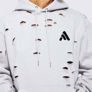2026 Winter Plus Size Hooded Printed Men's Distressed Acid Wash Tracksuit 100% Cotton Customizable 2 in 1 Design - Product Image 4