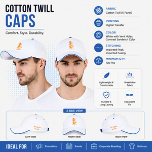 Casquette de sport en sergé de coton brodée sur mesure avec logo personnalisé, casquette de baseball à 5 panneaux, visière incurvée, fermeture Velcro, ajustement réglable, promotionnelle - Product Image 2