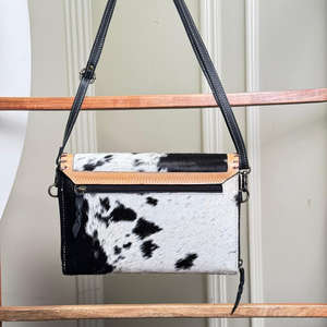 Le plus récent tournesol usiné à la main en cuir cheveux-sur cuir de vachette bandoulière Carryall portefeuille en cuir véritable femmes organisateur portefeuilles - Product Image 5