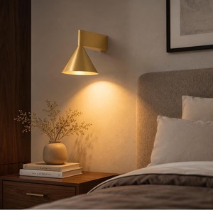 Brushed Aluminum Cone Wall Sconce | Modern Minimalist Bedside Reading Lamp Sule - Product Image 3