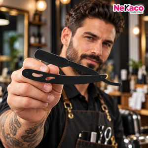 Nekaco Barber <b>Straight</b> Razor Shavette Super Stainless Steel Replaceable Single Blade Folding Face Shaving Razor Custom Logo OEM - Product Image 6