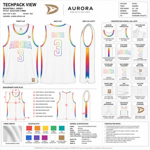 Aurora Basketball Jersey Tank <b>Top</b> Sublimated <b>Rainbow</b> Print Moisture Wicking 100 Polyester Unisex Adult Regular Fit - Product Image 6