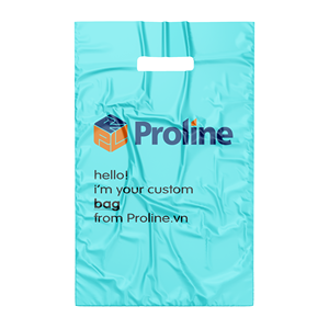 Sac en plastique PE biologique à poignée découpée à l'emporte-pièce personnalisé fait à la main pour le supermarché-pour le stockage de la fabrication de vêtements - Product Image 1