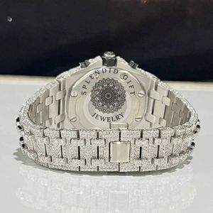 Montre de luxe pour homme avec diamants, bracelet en acier inoxydable, fermoir déployant, mouvement à quartz 20 mm, boîtier argenté - Product Image 5