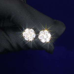 Designer Moissanite Stud <b>Earrings</b> 925 <b>Sterling</b> <b>Silver</b> Handmade Setting Fashion Jewelry Gift Bridal Wedding Minimalist Luxury <b>Set</b> - Product Image 3
