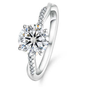 Elegant Design Moissanite Engagement <b>Ring</b> with Hypoallergenic 925 <b>Silver</b> Tarnish Resistant Finish for Fashion Jewelry Use - Product Image 2