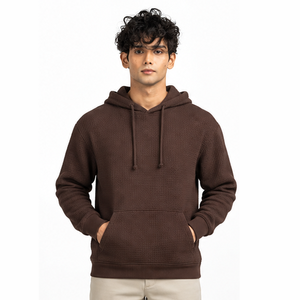 Sweat à capuche gaufré pour homme, pull thermique personnalisé à manches longues, décontracté, streetwear d'hiver, vêtements de sport, vente en gros - Product Image 1