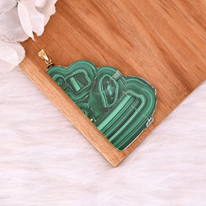 Pendentif en pierre unisexe tendance en malachite naturelle stalactite plaqué or/argent/or rose/ruthénium noir 34,4 g - Product Image 6