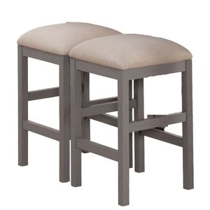 Set di 2 Sgabelli da Cucina e Sala da Pranzo Grigio Chiaro con Seduta Imbottita in Tessuto Beige, Nuovo Design - Product Image 4