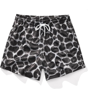 <b>Men's</b> Leopard Print Quick Dry Shorts Elastic Waist Casual 100% Polyester Sublimation Transfer Print Customized Color Logo Low - Product Image 2