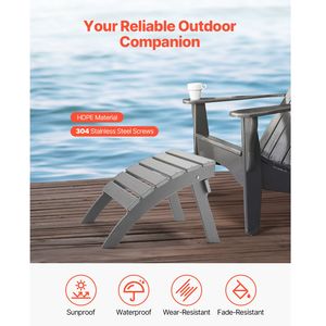 Poggiapiedi Adirondack 21.5L X 18.9W X 14.8H Pollici in Plastica HDPE Pieghevole per Esterni, Resistente alle Intemperie, Stile Adirondack - Product Image 4