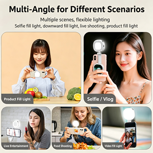 Lampe d'appoint magnétique 3 couleurs à intensité variable avec miroir intégré et support de téléphone pliable, portable et rotatif sur deux axes pour Vlog - Product Image 4