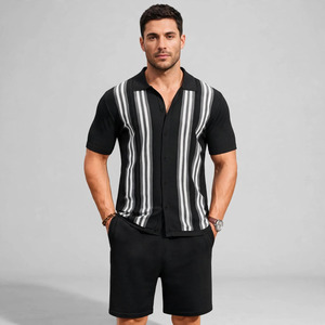 2026 Wholesale Summer Men's Casual Shorts <b>Set</b> Plain Color Solid 100% Cotton Jersey Quick Dry Knitted Customized Logo <b>Twin</b> <b>Set</b> - Product Image 1