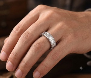 Anillo de Diamante Cultivado en Laboratorio con Corte Esmeralda, Anillo de Compromiso Clásico para Mujer, Chapado en Oro, Regalo de Lujo para Aniversario de Bodas - Product Image 6