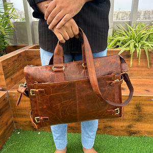 New Large Capacity Business Travel Full Grain Genuine Leather Briefcase <b>Laptop</b> <b>Bag</b> for Unisex Cowhide Shoulder <b>Messenger</b> <b>Bags</b> - Product Image 2