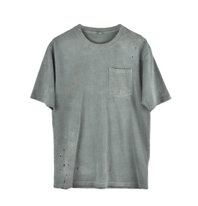 Camiseta Personalizada Estilo Streetwear, Diseño Sólido con Logotipo Desgastado, Corte Regular, 100% Algodón, Diseño Ajustado para Hombre, Alta Calidad, Antiarrugas - Product Image 3