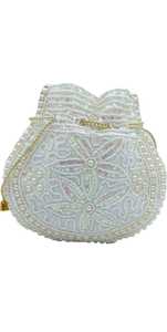 กระเป๋าถือ Arya Digital Luxury Potli สำหรับสุภาพสตรี งานฝีมือประณีต กระเป๋าคลัทช์เจ้าสาว ดีไซน์หรูหราแบบอินเดีย ประดับด้วยลูกปัดมุกเทียม คริสตัล และเพชรเทียม - Product Image 6