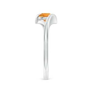 Wholesale Trendy 925 Sterling <b>Silver</b> Rhodium-Plated Citrine Engagement <b>Ring</b> Prong Setting <b>Plain</b> Band Vintage Everyday Style - Product Image 3