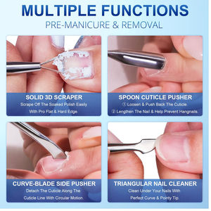 Pousse-cuticules professionnel réutilisable en acier inoxydable carré pour manucure et pédicure, outil de salon double usage de haute qualité - Product Image 4