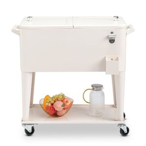 Caja Refrigeradora Blanca de 80QT, 87.5*38.5*91cm, Rectangular, de Plástico con Patas de Hierro, Carro de Aislamiento para Congelador - Product Image 1