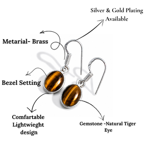 <b>Top</b> Selling Fashion Natural Tiger Eye <b>Earrings</b> Women Classic Lovers Shape Daily Wear Party Jewelry Gemstone - Product Image 2