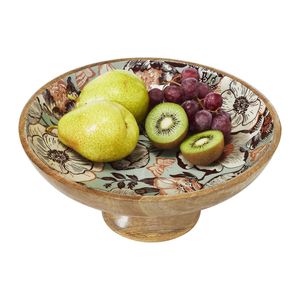 Bol à salade en bois de manguier fait main avec incrustation florale en émail, bol de service décoratif en bois pour la cuisine, la table, la décoration intérieure, cadeau - Product Image 4