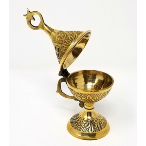Bronze Incense <b>Burner</b> With Lattice Top And Wooden Handle <b>For</b> Aromatic Use Home Decor Incense Holder On Sale - Product Image 6